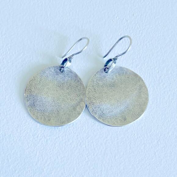 Silpada Earrings Sterling Silver Hammered Wavy Disc Artisan Oxidized Textured